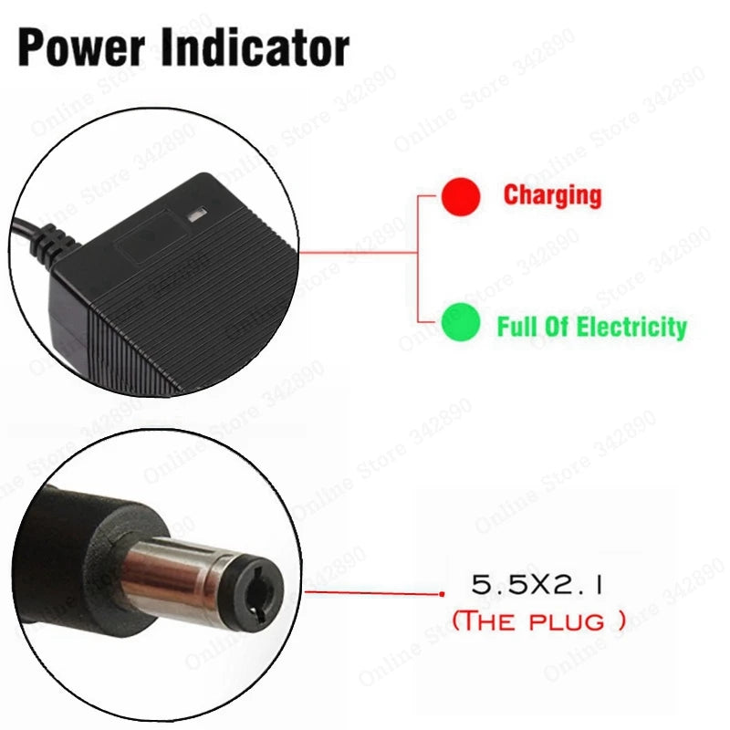 36V Lithium Battery Charger – 42V 2A